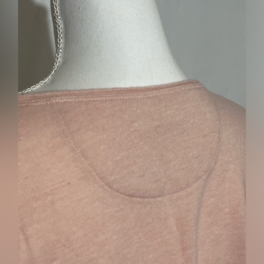 Madewell Short Sleeve Sweatshirt Top in a Light Pink Coral Raw Hem Womens Small - Picture 4 of 7